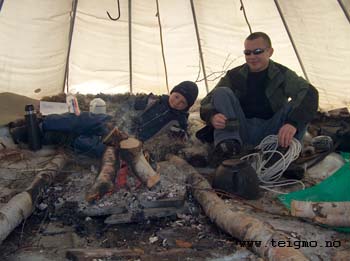 guests having coffee in tent
